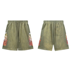 Who Decides War flame print shorts