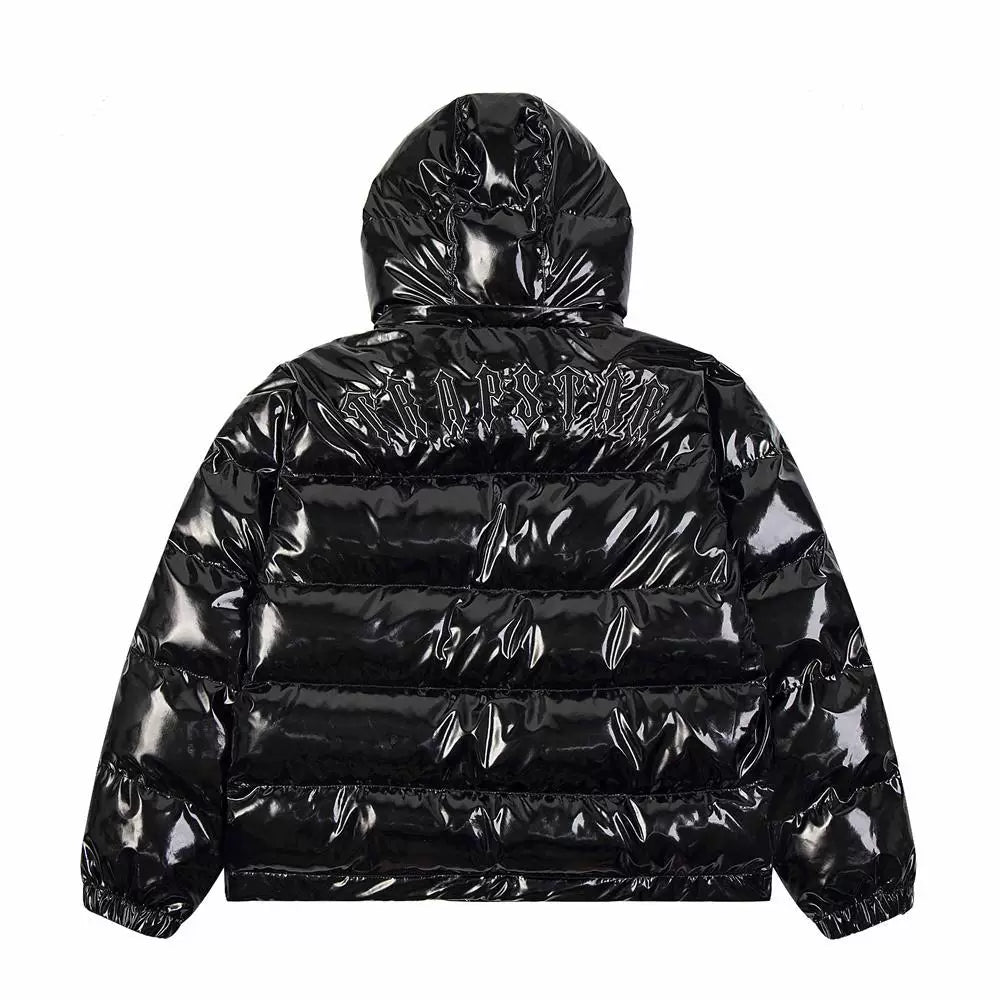 Trapstar detachable hat bright PU leather cotton-padded jacket