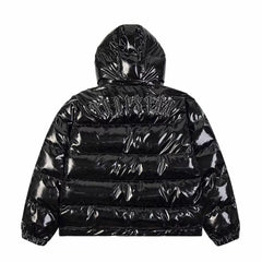 Trapstar detachable hat bright PU leather cotton-padded jacket