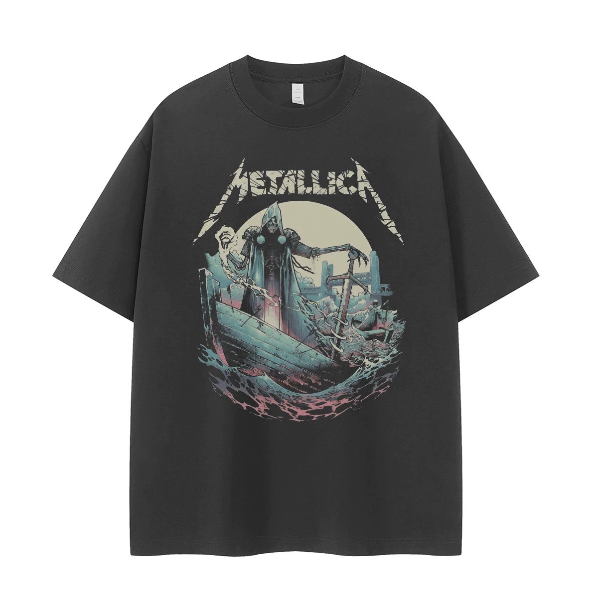 Metallica metal band retro American street hip-hop dark niche design rock short sleeved T-shirt