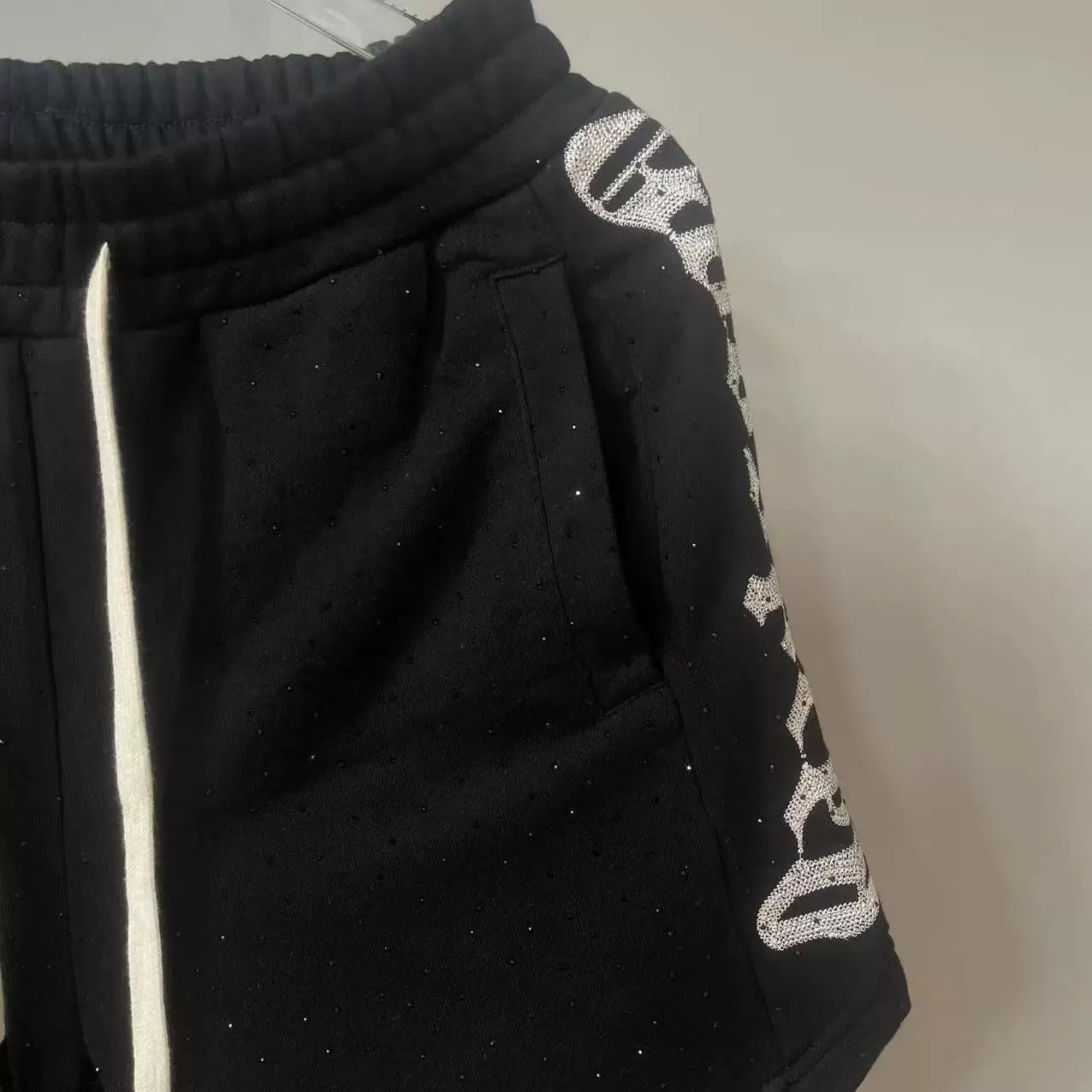GODSPEED Embroidered Letters Full Diamond Casual Shorts