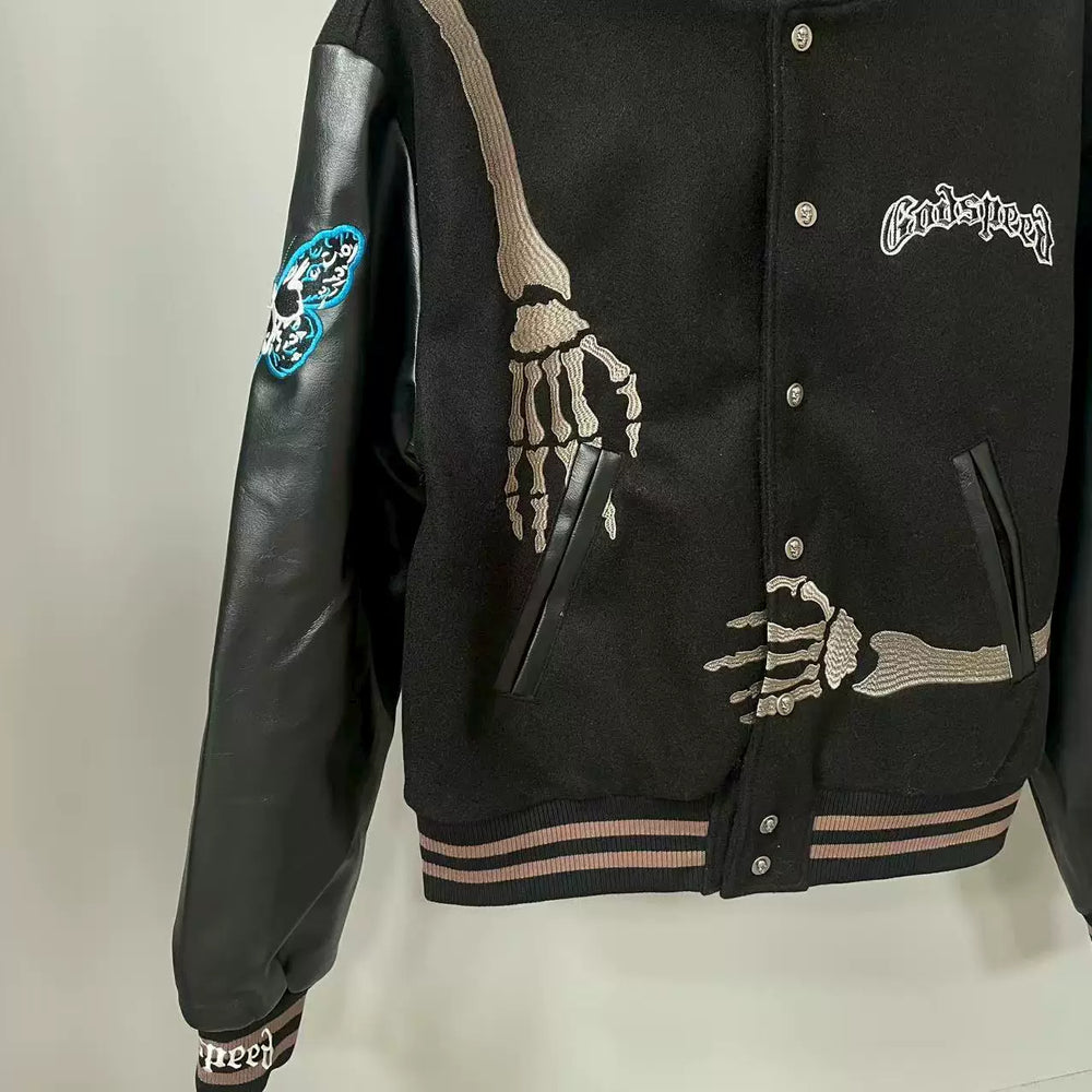 GODSPEED Vintage Stitching Loose Embroidered Skull Jacket