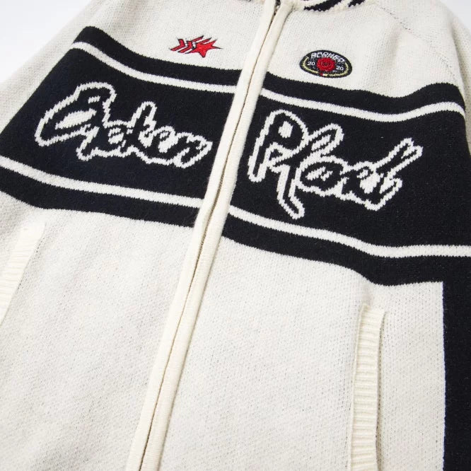 Broken planet zip knit sweater jacket