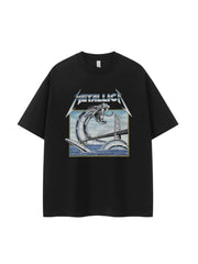 Metallica金属乐队复古美式街头小众设计感vtg落肩摇滚短袖T恤衫