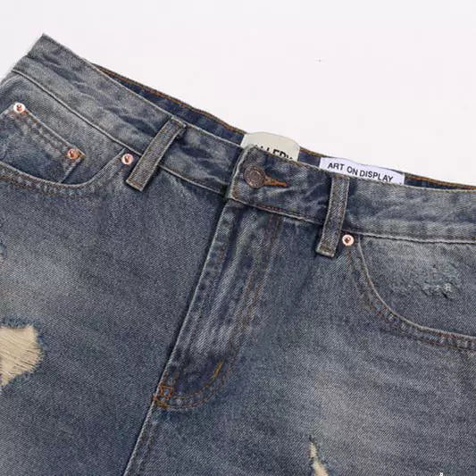 Gallery Dept hole damage washed denim shorts