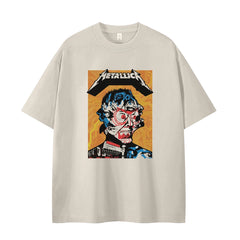 Metallica metal band retro American street niche vtg loose shoulder pure cotton rock short sleeved T-shirt