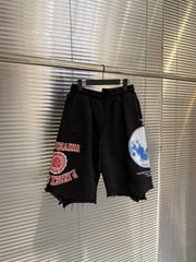 Protocol Index Casual Patchwork Letter Print Shorts