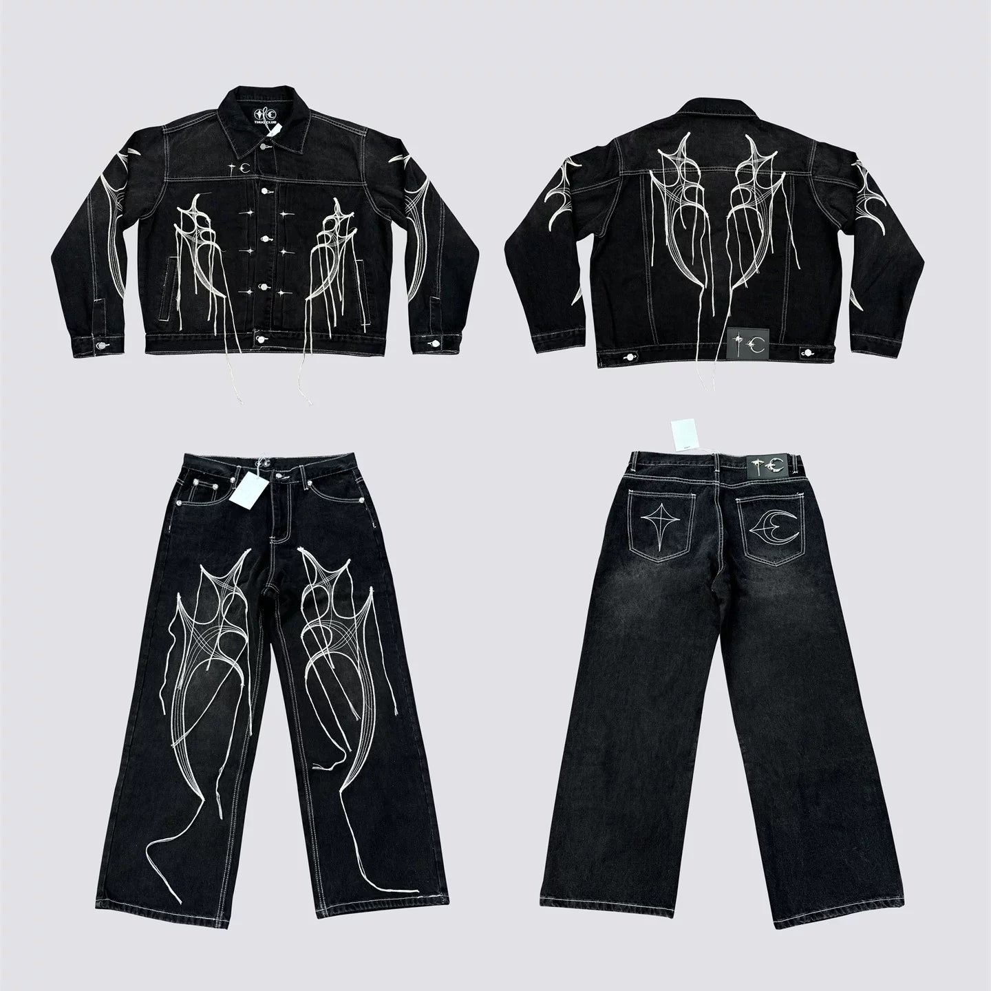 Thug Club Tassel Embroidered Denim Fashion Set