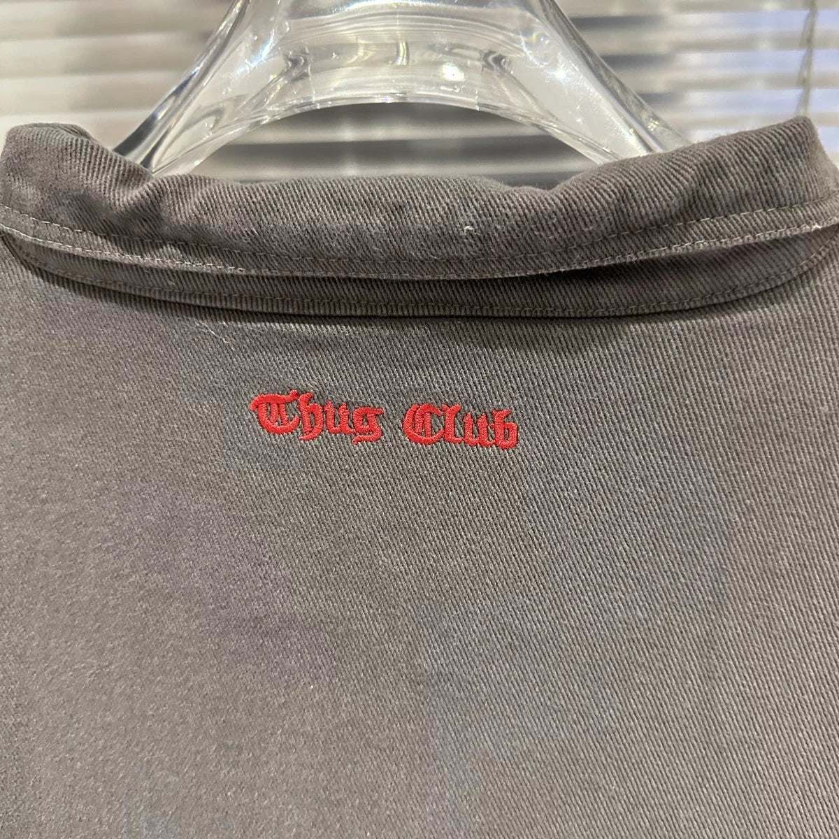 Thug club Letter Embroidered Washed Vintage Jacket