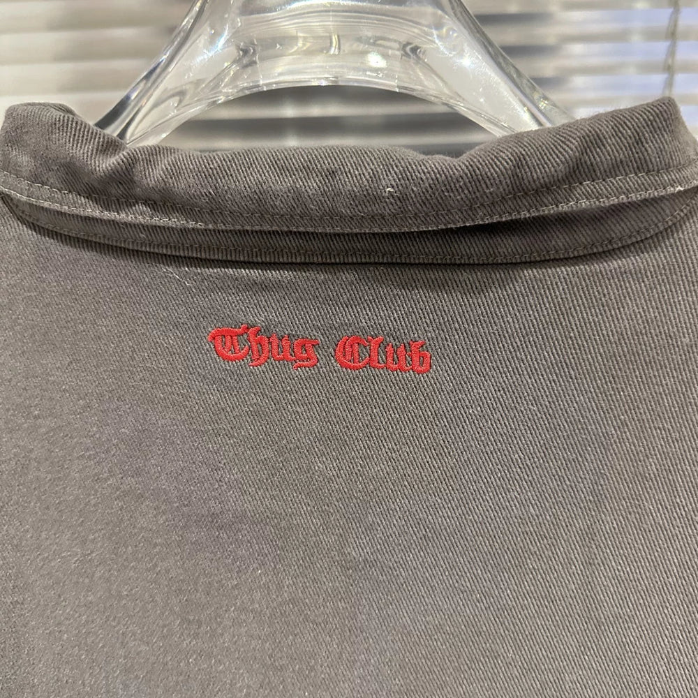 Thug club Letter Embroidered Washed Vintage Jacket
