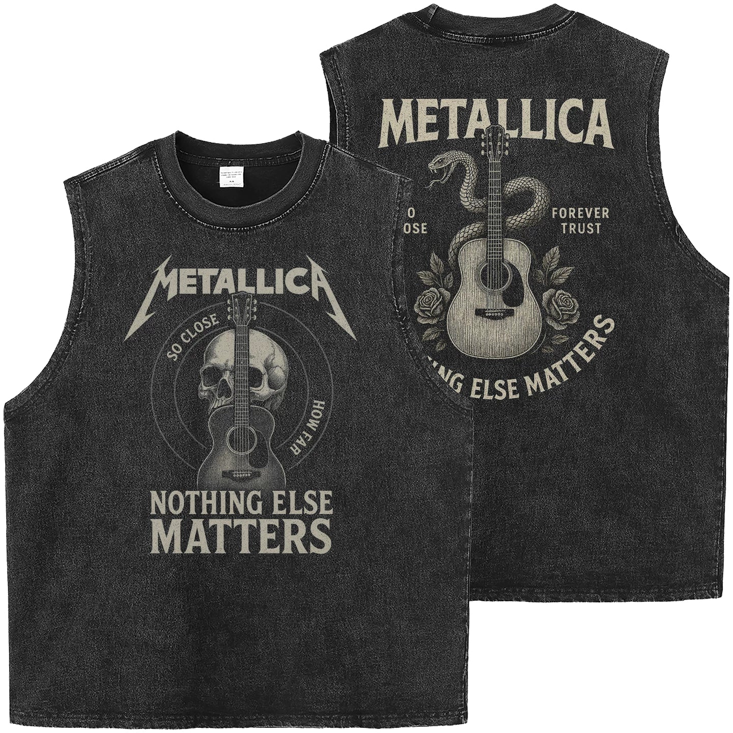 Metallica Heavy American Retro Washed Outdated Loose Rock Sleeveless T-shirt, Camback Tank Top