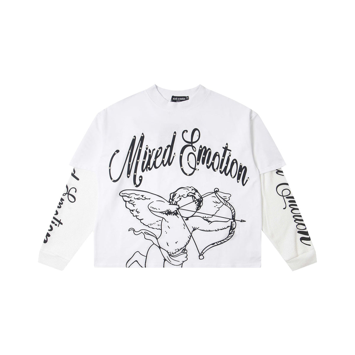MIXED EMOTION Vintage Cupid Layered Long-Sleeve Tee (White)