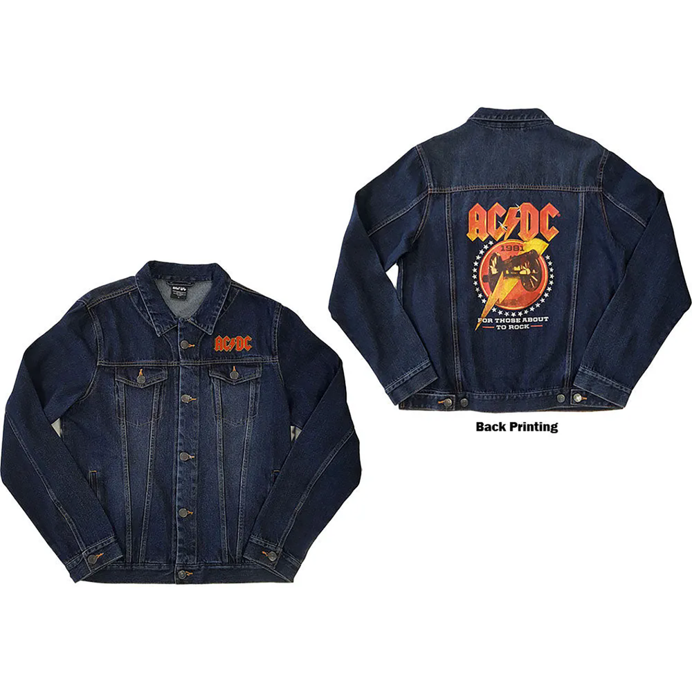 Gunslinger ACDC band Nirvana rock deep blue lapel denim jacket European and American street motorcycle denim jacket (2)