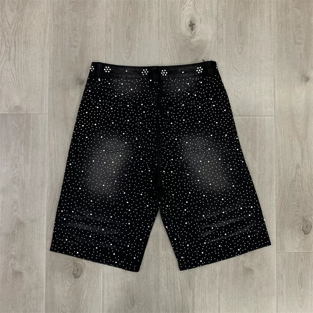 Vale Valley Forever Full-Print Beaded Denim Shorts