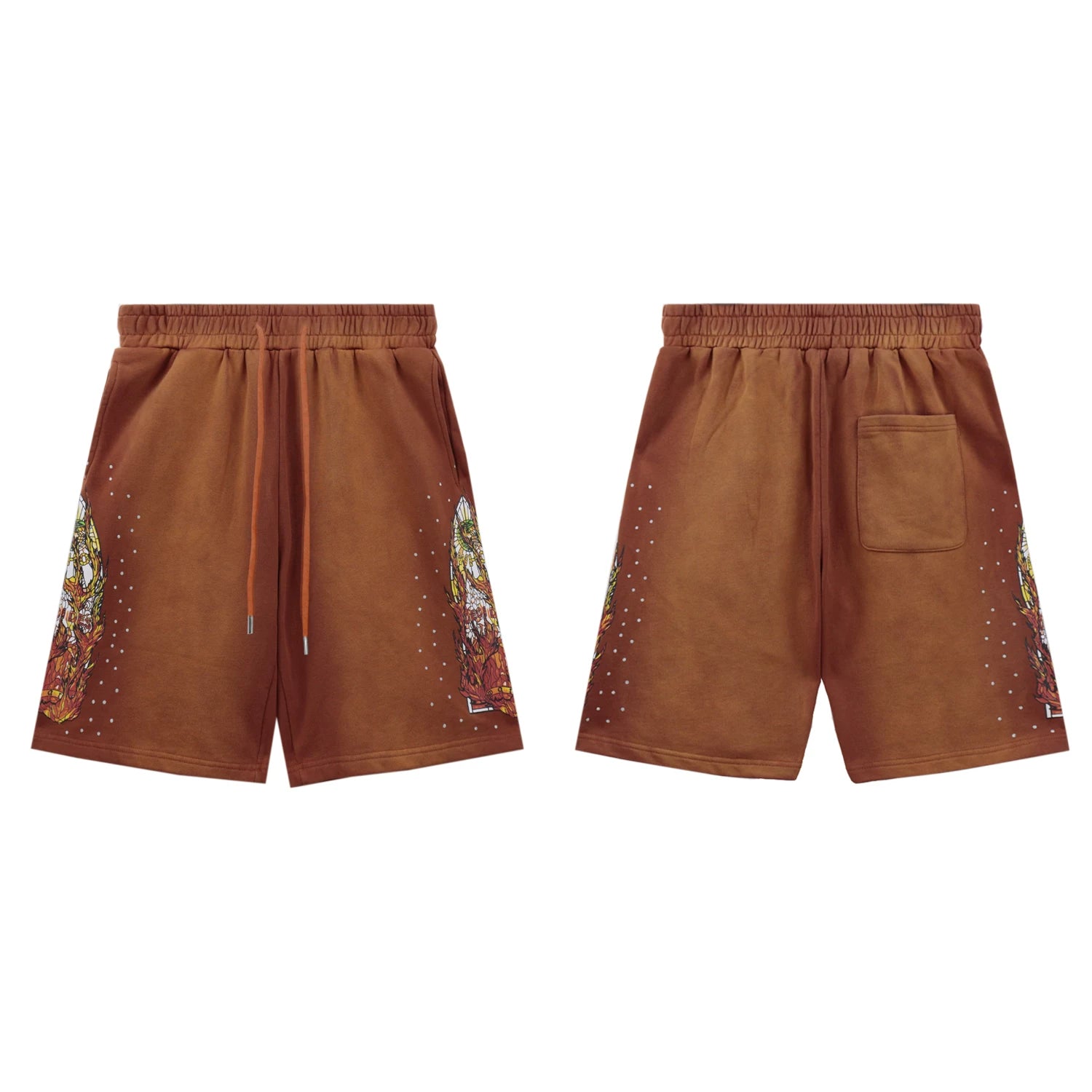 Who Decides War flame print shorts