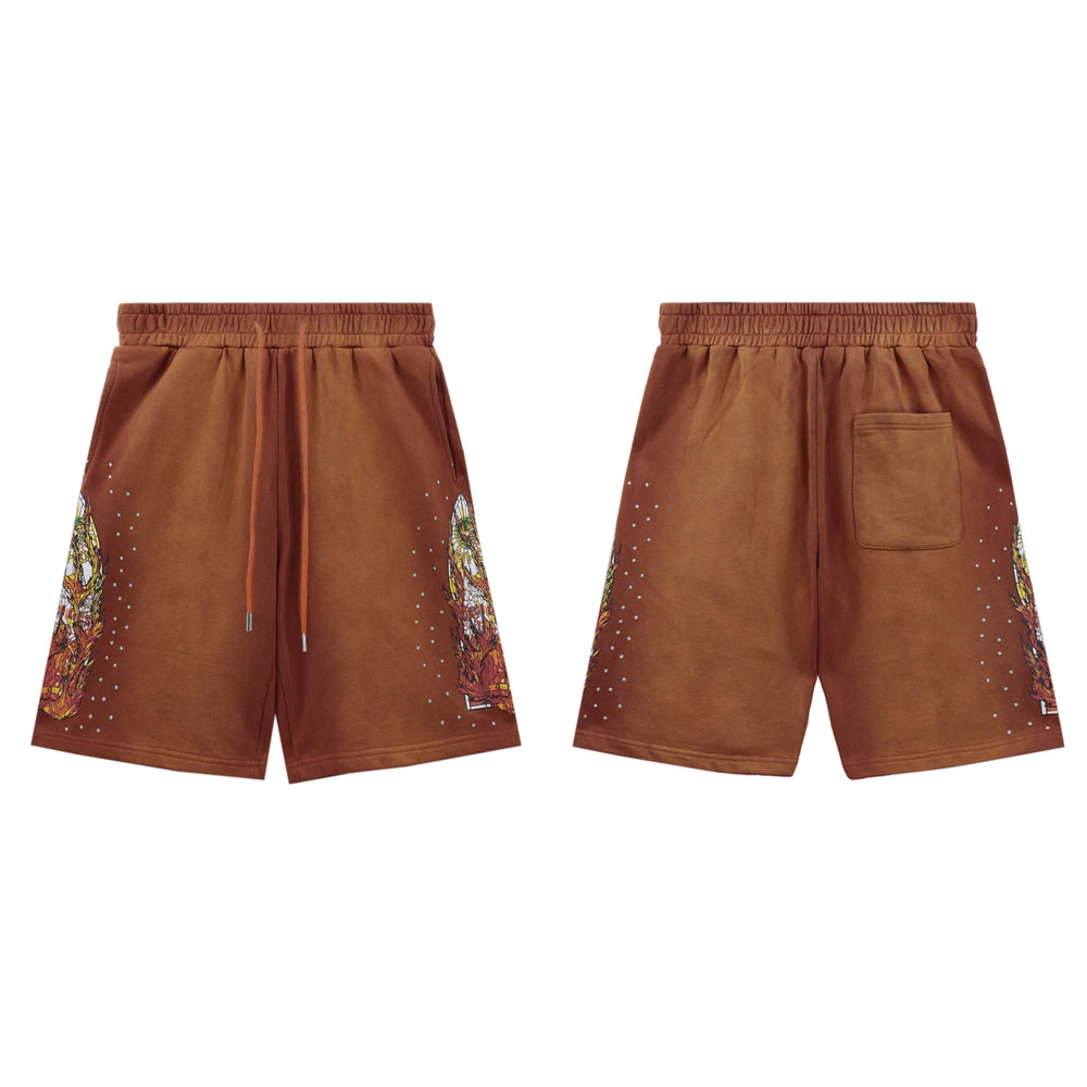 Who Decides War flame print shorts