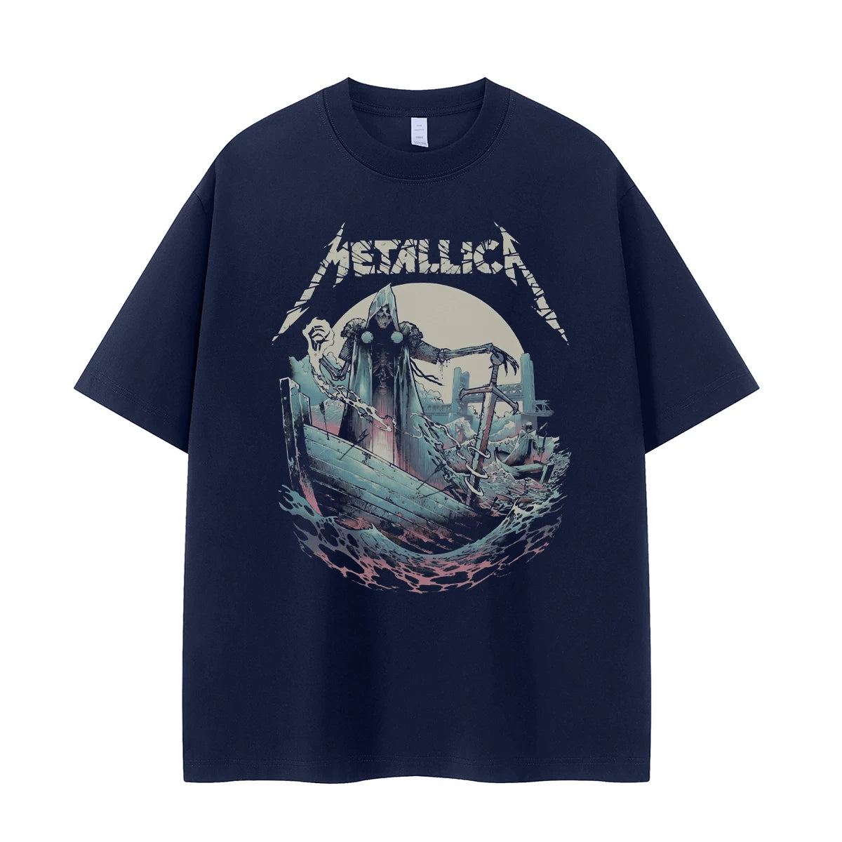Metallica metal band retro American street hip-hop dark niche design rock short sleeved T-shirt
