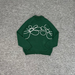 Arte Cardigan Flower round knit embroidered zipper jacket