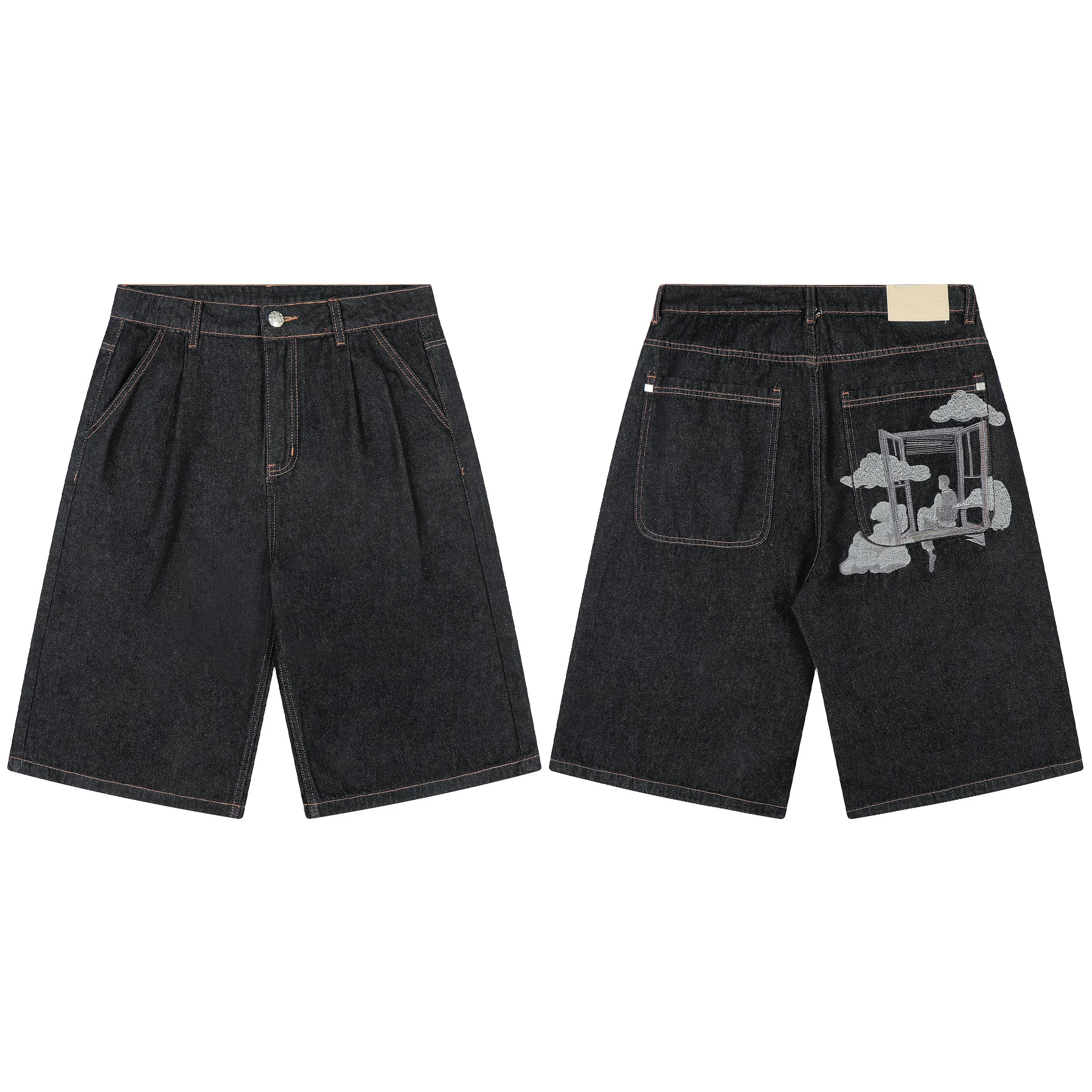 Derschutze Street Style Embroidered Denim Shorts