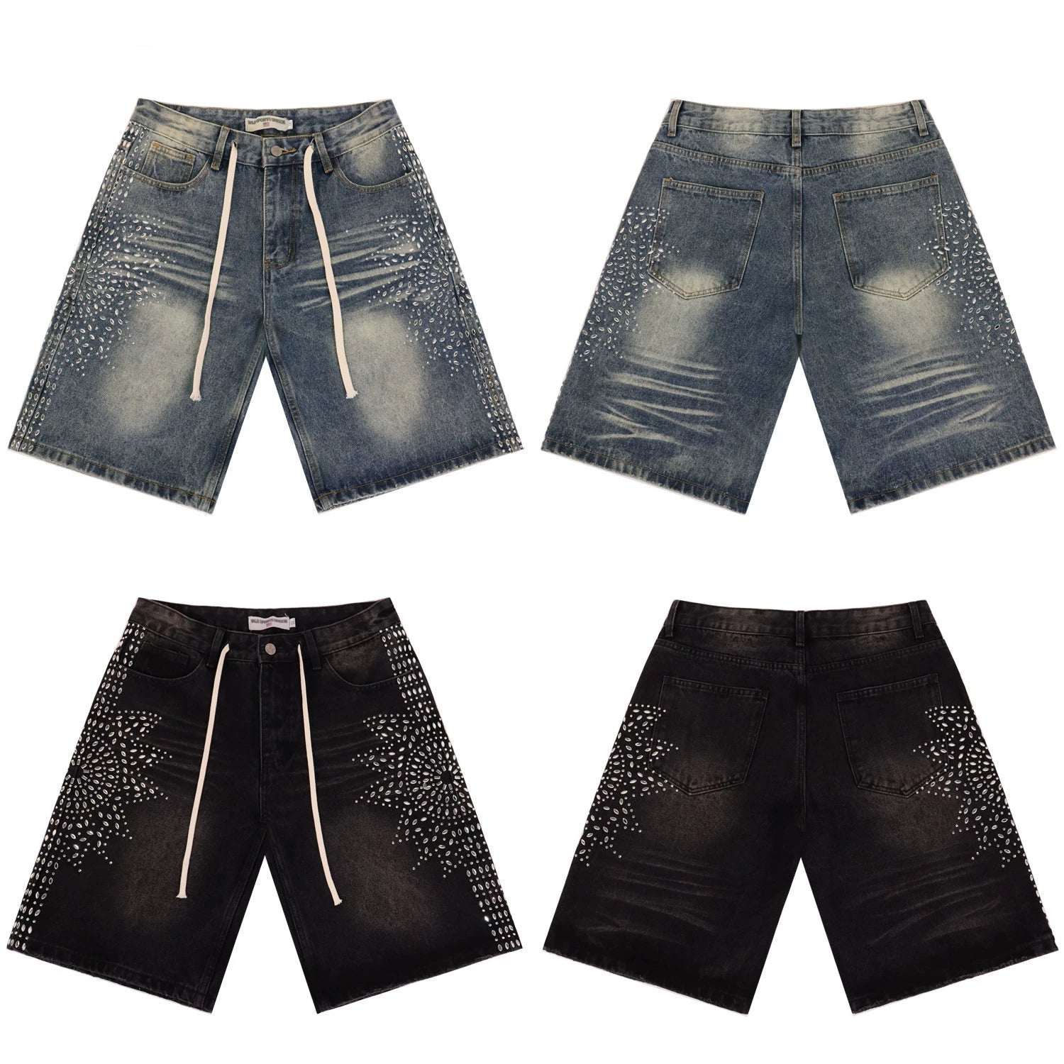 Vale Forever Skittle Beaded Washed Buffalo Denim Shorts