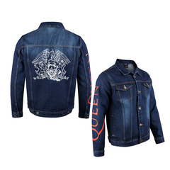 25 autumn/winter retro denim style men's lapel jacket QUEEN queen metal rock band street casual jacket