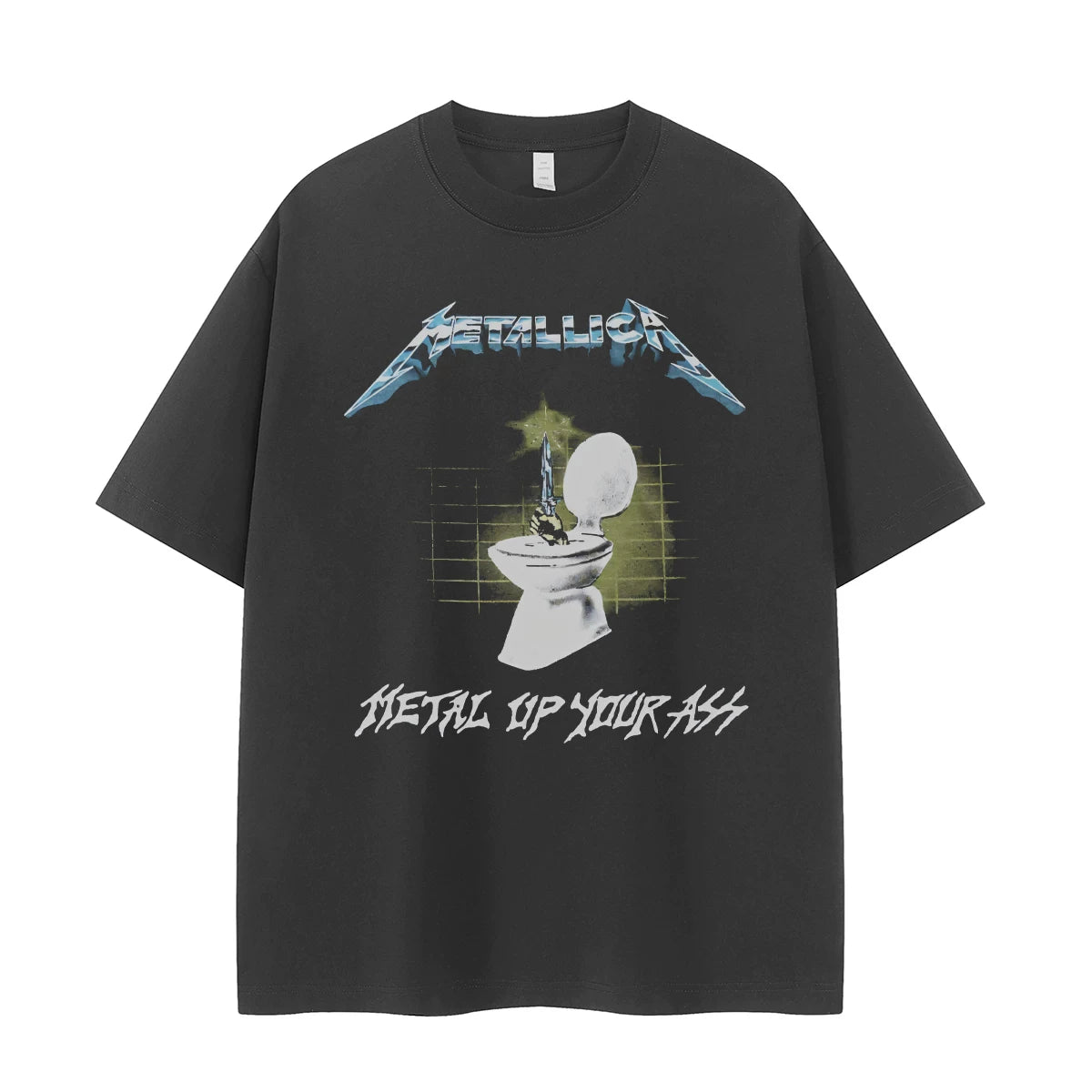 Metallica metal band retro American street hip-hop niche vtg off shoulder loose rock short sleeved T-shirt
