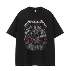 Metallica metal band retro American street vtg loose shoulder pure cotton round neck rock short sleeved T-shirt
