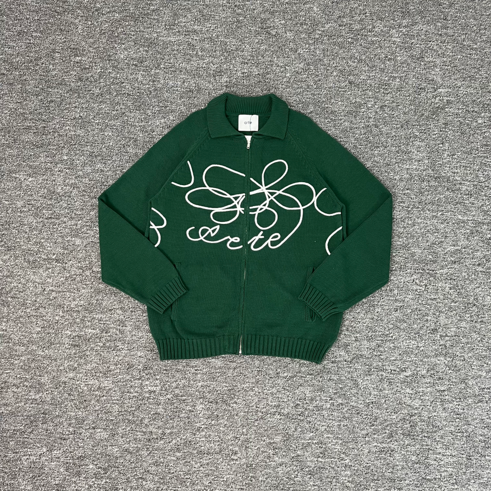 Arte Cardigan Flower round knit embroidered zipper jacket