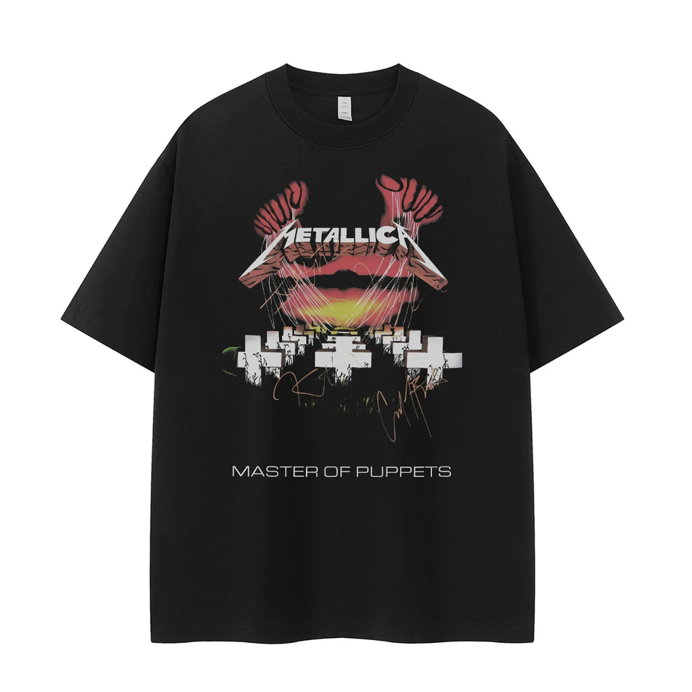 Metallica metal band retro American street niche hip-hop design vtg rock short sleeved T-shirt