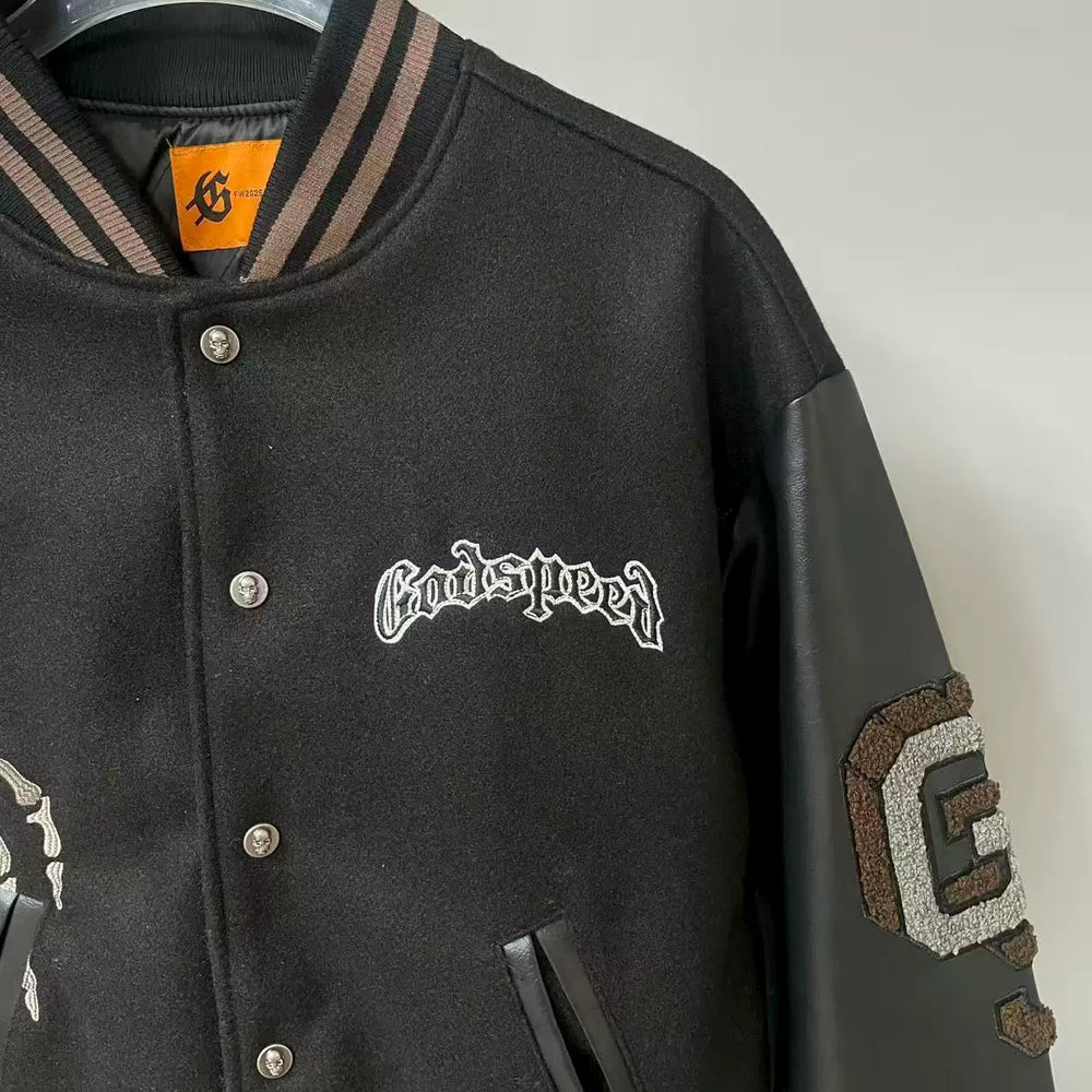 GODSPEED Vintage Stitching Loose Embroidered Skull Jacket