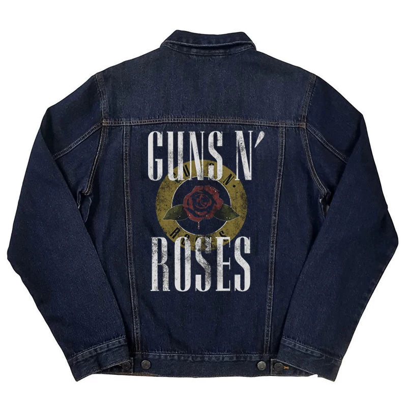 春秋款欧美复古Guns N’ Roses枪花乐队街头摇滚机车牛仔外套男 (1)