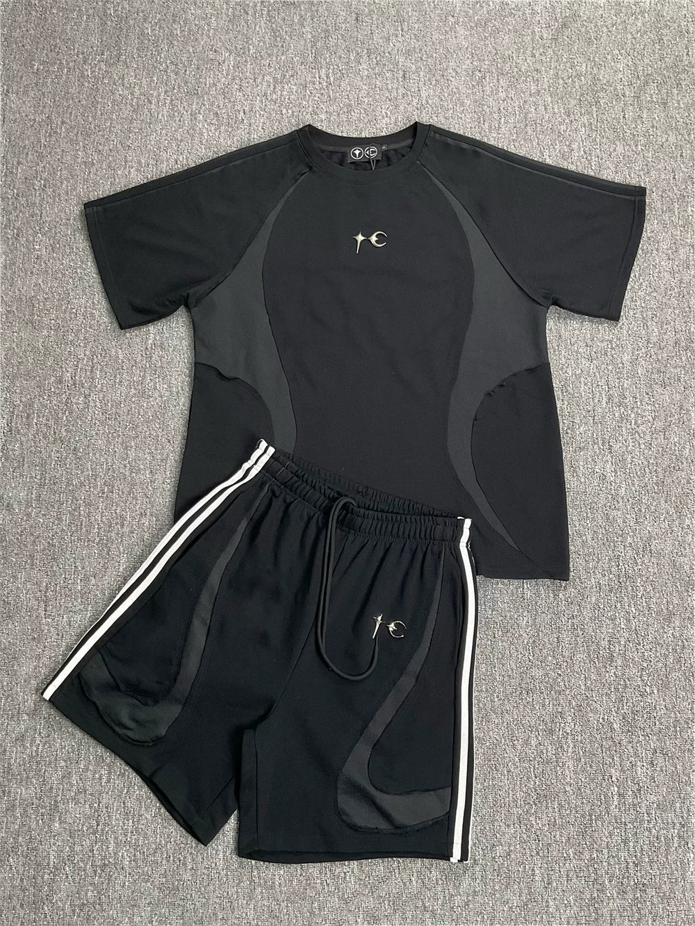 THUG CLUB Sports Function Style Stitching Short Sleeve Set