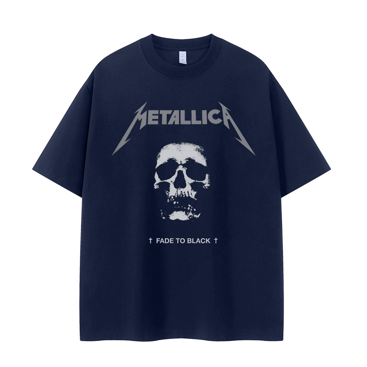 Metallica metal band retro American street dark skeleton niche design rock short sleeved T-shirt