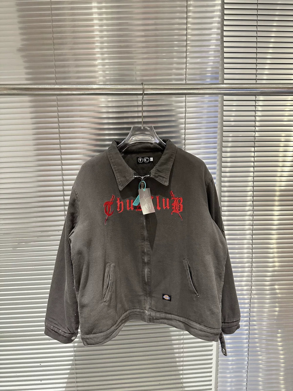Thug club Letter Embroidered Washed Vintage Jacket