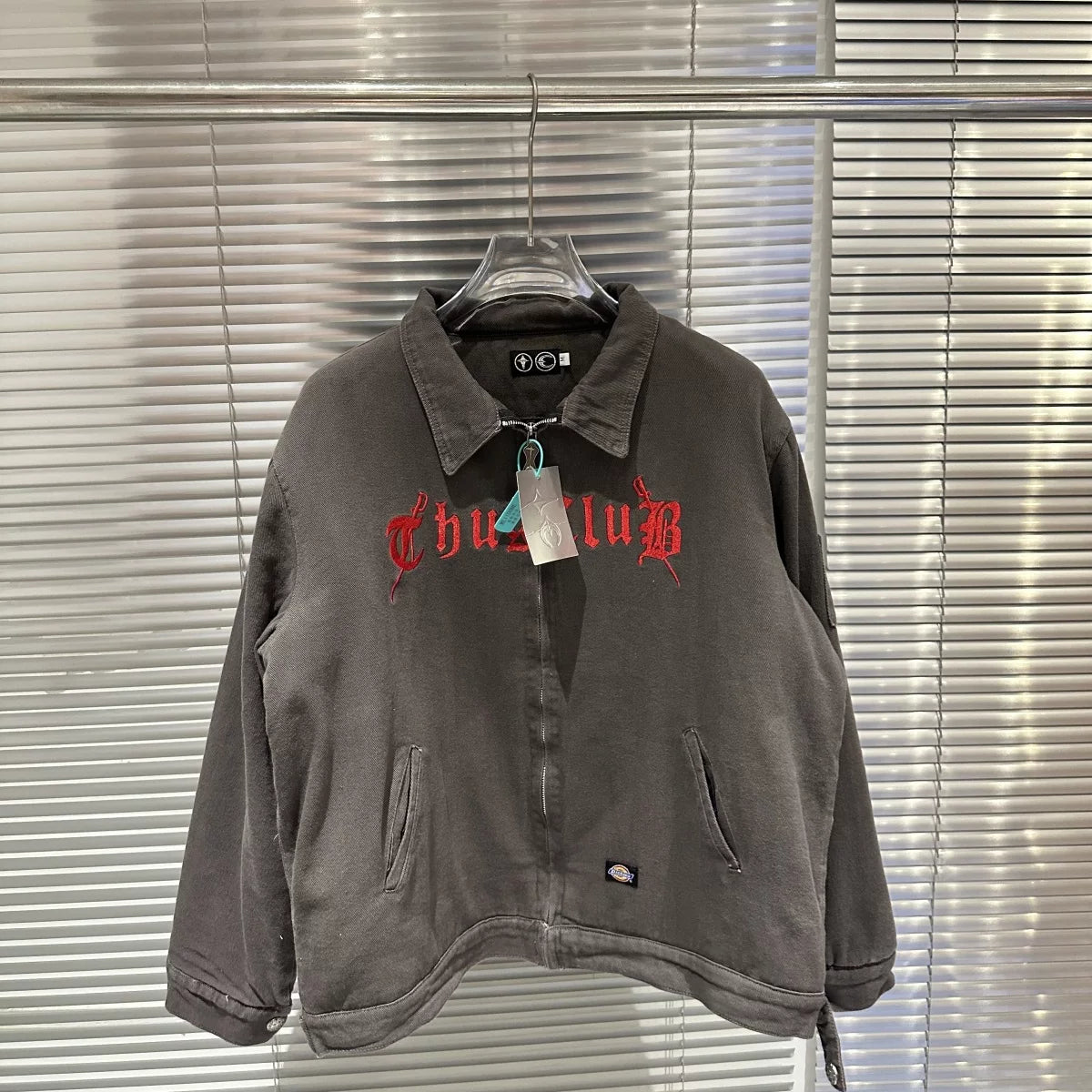 Thug club Letter Embroidered Washed Vintage Jacket