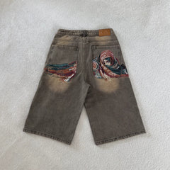 Derschutze Vintage Embroidered Denim Pants