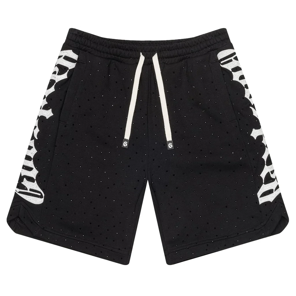 GODSPEED Embroidered Letters Full Diamond Casual Shorts