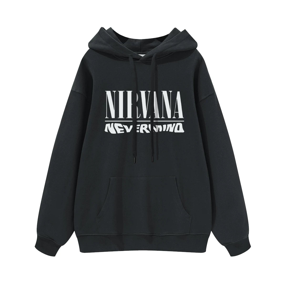 NIRVANA Nirvana Rock Band American Street Gun Flower Nirvana Black Gray White Pure Cotton Hooded Round Neck Sweatshirt (6)