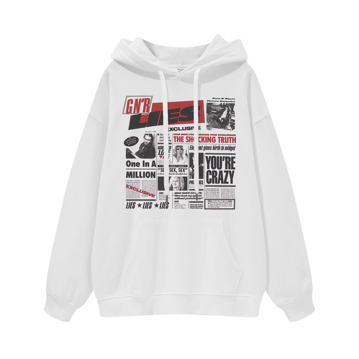 Guns n Roses Rock Band American Street Men's and Women's Black Grey White Cotton Hooded Round Neck Hoodie (4)