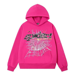 SP5DER Web Graphic Pullover Hoodie and Sweatpants Matching Set - Pink