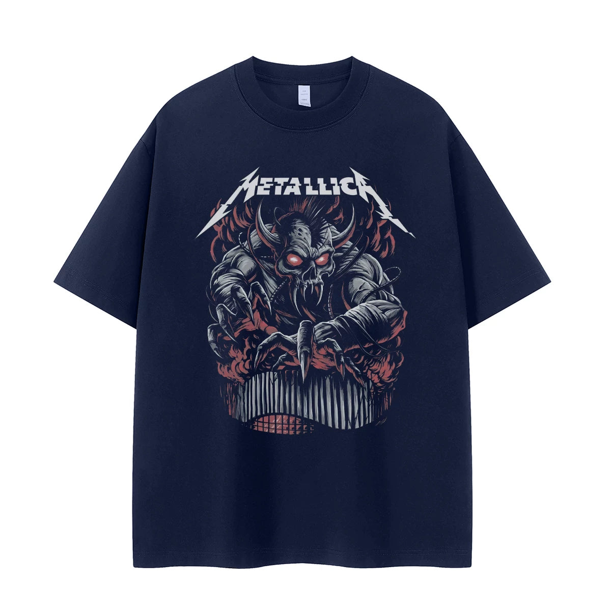 Metallica metal band retro American street vtg loose shoulder pure cotton round neck rock short sleeved T-shirt