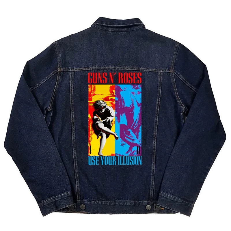 春秋款欧美复古Guns N’ Roses枪花乐队街头摇滚机车牛仔外套男 (4)