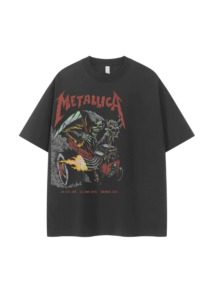 Metallica metal band retro American street niche design vtg shoulder rock short sleeved T-shirt