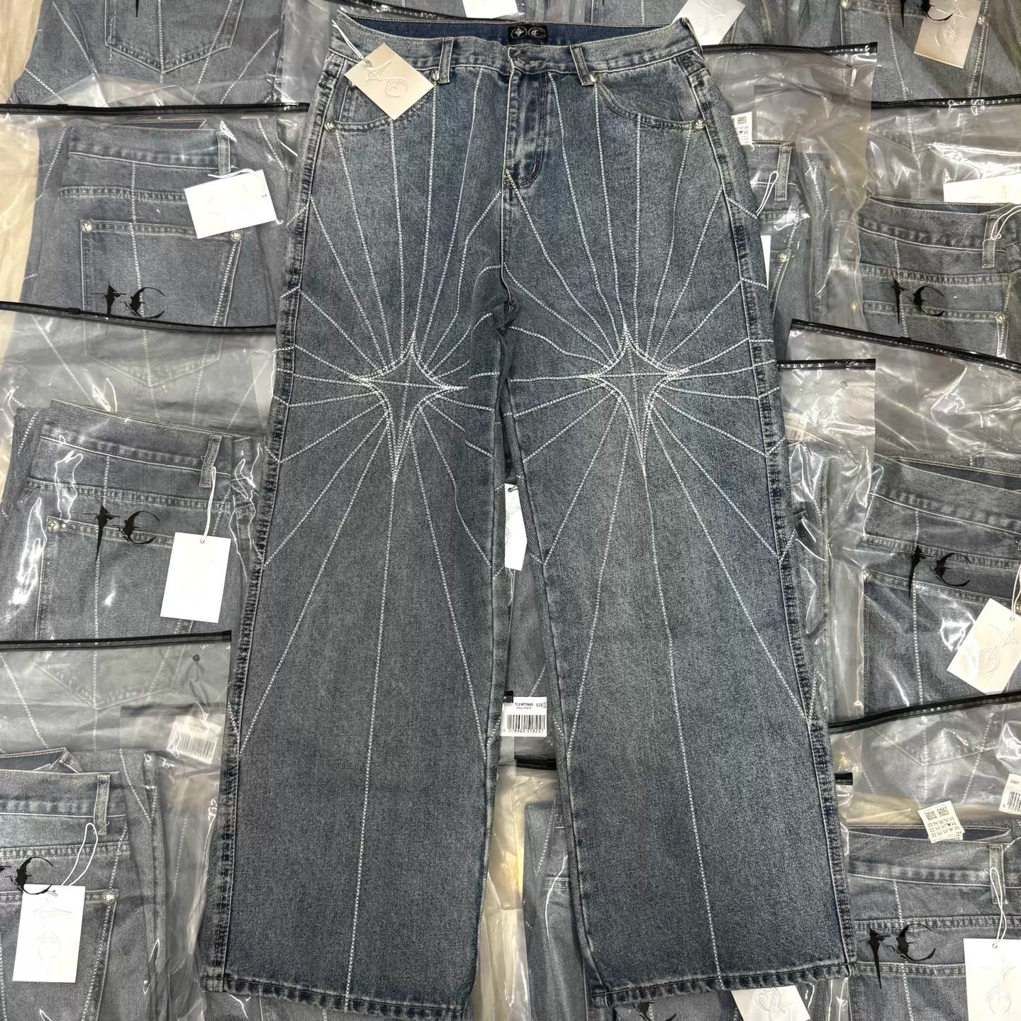 Thug Club embroidered spider-web jeans