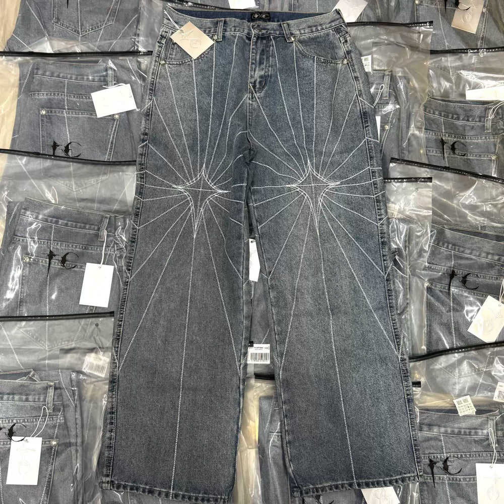 Thug Club embroidered spider-web jeans