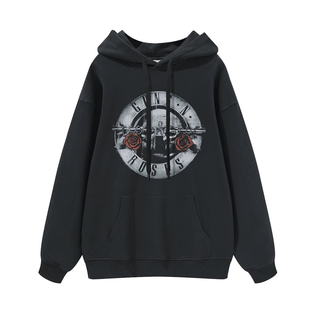 Guns n Roses Rock Band American Street Men's and Women's Black Grey White Cotton Hooded Round Neck Hoodie (1)