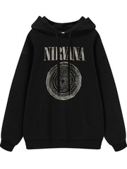 NIRVANA Nirvana Rock Band American Street Gun Flower Nirvana Black Gray White Pure Cotton Hooded Round Neck Sweatshirt (10)