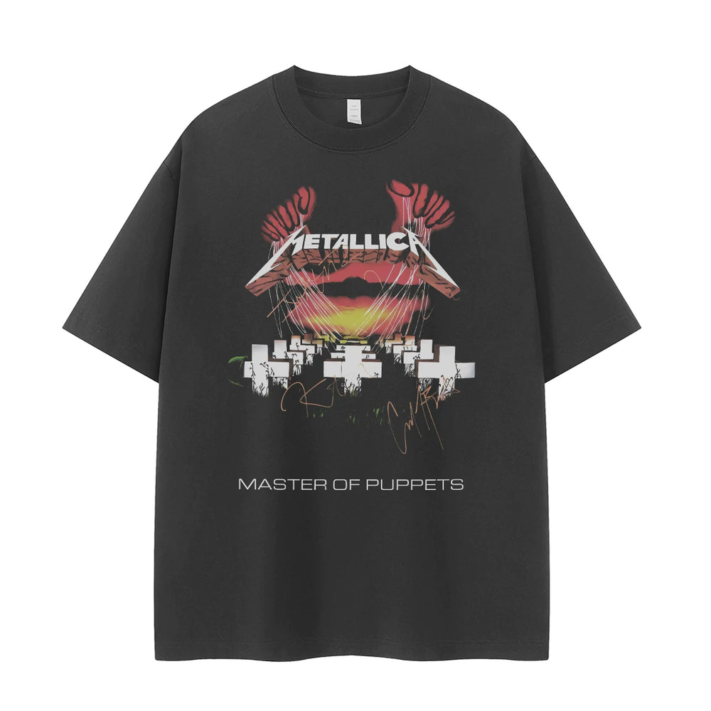 Metallica metal band retro American street niche hip-hop design vtg rock short sleeved T-shirt