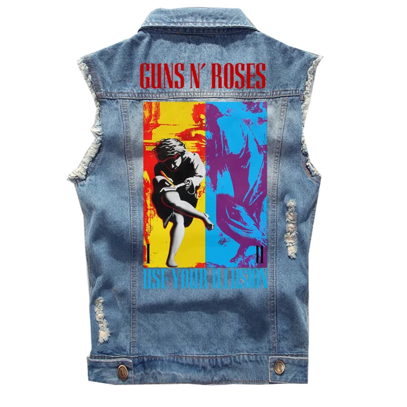 Spring Guns N 'Roses punk dark rocking sleeveless denim vest, vest, vest, denim shirt (1)