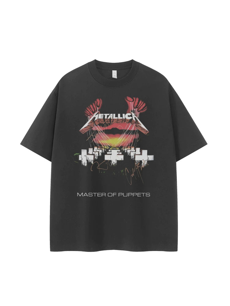 Metallica metal band retro American street niche hip-hop design vtg rock short sleeved T-shirt